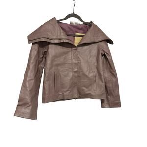 NWT Y2k dusty shiny pink leather jacket